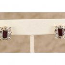 Genuine Garnet and Diamond CZ Earrings