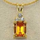 Golden Topaz and Diamond CZ Pendant with Chain