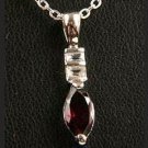 Genuine Garnet Sterling Silver Pendant and Chain