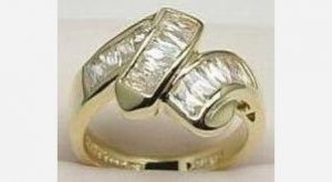 Diamond Cubic Zirconia Baguette Ring size 4