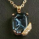 5ct Simulated Sapphire Gold ep Pendant and Chain