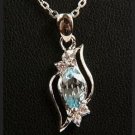 Genuine Blue Topaz and Diamond CZ Pendant