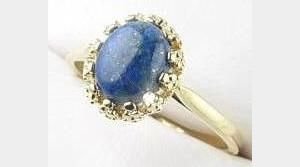 Genuine Lapis 14K Gold ep Ring size 4