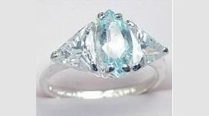 Genuine Blue Topaz Diamond CZ Ring size 4