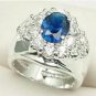 Genuine Sapphire Spinel Diamond CZ Ring size 12