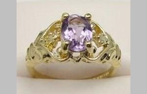 Genuine Amethyst Genuine Diamond Ring size 10