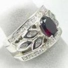 925 Silver Genuine Garnet Diamond cz Ring size 9