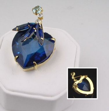 Simulated Sapphire Heart Pin