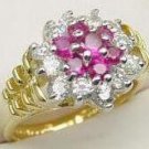 Ruby Spinel and Diamond CZ Ring size 5