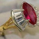 Simulated Ruby Diamond CZ Baguettes ring size 7