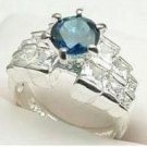Genuine Sapphire Spinel Diamond CZ Ring size 11
