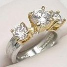 3 Stone Diamond CZ Engagement Ring size 7.5
