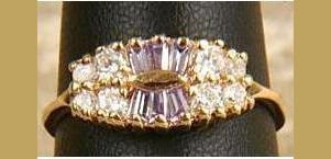 Genuine Amethyst and Diamond CZ Ring size 6