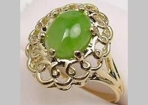 Genuine Oriental Jade Filigree Ring size 12