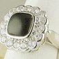 Faux Onyx Diamond CZ 14K White Gold Ring size 6.5