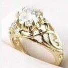 Diamond Cubic Zirconia Gold Filigree Ring size 7