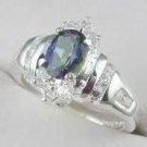 Mystic Sapphire and Diamond cz Ring size 6