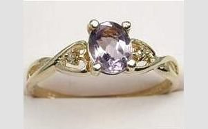 Genuine Amethyst Genuine Diamond Ring size 6