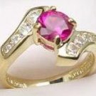 Ruby Spinel and Diamond cz Ring size 12