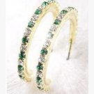 Emerald and Diamond Austrian Crystal Hoop Earrings