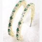 Emerald and Diamond Austrian Crystal Hoop Earrings
