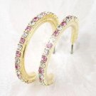 Pink Ice and Diamond Austrian Crystal Hoop Earrings