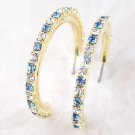 Topaz Blue and Diamond Austrian Crystal Hoop Earrings