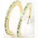 Peridot and Diamond Austrian Crystal Hoop Earrings