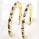 Ruby and Diamond Austrian Crystal Hoop Earrings