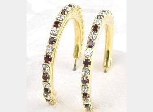 Ruby and Diamond Austrian Crystal Hoop Earrings