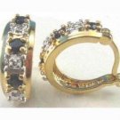 Genuine Sapphire Genuine Diamond 18K Gold Huggies hoops Earrings