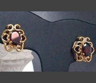 Genuine Garnet 14K Gold ep Earrings