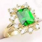 Emerald Spinel and Diamond cz Ring size 4