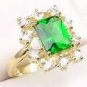 Emerald Spinel and Diamond cz Ring size 4