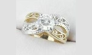 Gold and Platinum ep Diamond cz Ring size 5
