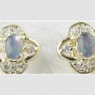 Genuine Opal and Diamond Earrings Clip backs