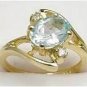 Genuine Blue Topaz Genuine Diamond Ring size 4