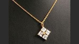 Princess cut Diamond CZ Gold ep Pendant Necklace