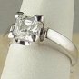 White Gold Diamond CZ Solitaire Ring size 6