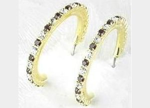 Garnet and Diamond Austrian Crystal Hoop Earrings