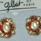 Ruby Crystal and Faux Pearl Earrings