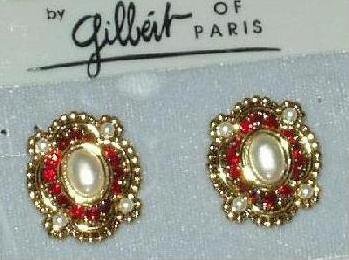 Ruby Crystal and Faux Pearl Earrings