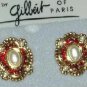 Ruby Crystal and Faux Pearl Earrings