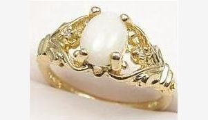 Genuine Opal Genuine Diamond Ring size 6