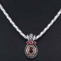 Antiqued Sterling Silver Ruby Cubic Zirconia Pendant