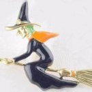 Halloween Witch on Broom Pin