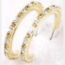 Golden Topaz Diamond Austrian Crystal Hoop Earrings
