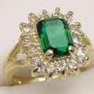 Simulated Emerald and Diamond cz Ring size 9