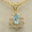 1ct Genuine Blue Topaz and Diamond cz Pendant Necklace
