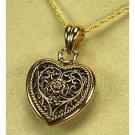 Large 14K Gold Plated Filigree Heart Pendant